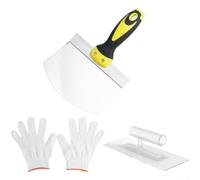 Ensemble de truelles de plâtrier en acier inoxydable avec poignée en caoutchouc pour plâtrer, rénovation de murs en ciment et travaux de carrelage