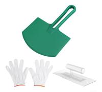 Ensemble de truelles de plâtrier en acier inoxydable avec poignée en caoutchouc pour plâtrer, rénovation des murs en ciment et travaux de carrelage (C)