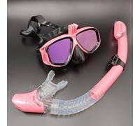 Ensemble De Tuba À Lentille Miroir Avec De Plongée À Monture Gopro,Ensemble De Plongée En Apnée Avec Lunettes Anti-Buée,Équipement De Natation Pour Femmes Et Hommes - Type Pink (Mirror)