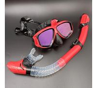 Ensemble De Tuba À Lentille Miroir Avec De Plongée À Monture Gopro,Ensemble De Plongée En Apnée Avec Lunettes Anti-Buée,Équipement De Natation Pour Femmes Et Hommes - Type Red (Mirror)