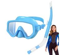 Ensemble de tuba sec et tuba - Large vue panoramique - Masque en silicone pour les amateurs de sports nautiques - Adultes - Voyages sur la plage - Tourisme sur l'île