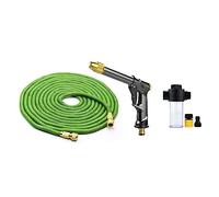Ensemble de tuyau d'arrosage avec injecteur d'eau extensible, tuyau d'arrosage magique haute pression, pulvérisateur de pistolet de lavage de voiture(Green hose set,75ft-20M)