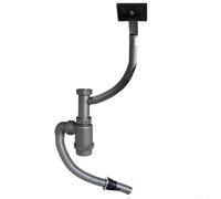 Ensemble de tuyau de vidange d'évier de cuisine avec trop-plein, anti-fuite, raccord flexible en acier inoxydable pour salle de bain et cuisine (carré)