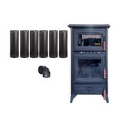 Ensemble de tuyaux colorés pour poêle à bois en fonte | 6 tuyaux droits + 1 tuyau coudé | Construction en fonte durable | Compatible avec les poêles à bois | Accessoire de poêle de cabine de village
