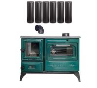 Ensemble de tuyaux colorés pour poêle à bois en fonte | 6 tuyaux droits + 1 tuyau coudé | Construction en fonte durable | Compatible avec les poêles à bois | Accessoire de poêle de cabine de village
