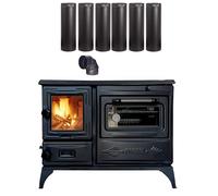 Ensemble de tuyaux colorés pour poêle à bois en fonte | 6 tuyaux droits + 1 tuyau coudé | Construction en fonte durable | Compatible avec les poêles à bois | Accessoire de poêle de cabine de village