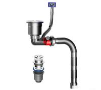 Ensemble de tuyaux de vidange d'évier de cuisine à cuve unique avec neutralisation anti-odeurs, système de raccords peu encombrant (cage 140)