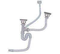 Ensemble de Tuyaux D'égouttage D'évier de Cuisine en Acier Inoxydable courbé en S avec Double Drains Ensemble de Tuyaux D'égout Tuyau D'évacuation D'évier Flexible pour Salle de Bain Maison évier de