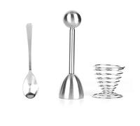 Ensemble de -œufs en acier inoxydable, outils de cuisine avec ouvre-coquille d'œuf, support de coquetier à ressort, cuillère de qualité supérieure, durable, multifonctionnel pour