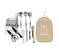 Ensemble de ustensiles de cuisine de camping - Ensemble de pelle de cuisine - Accessoires de cuisine - Outil pour homme et femme - Sac à dos - Grillades, pique-nique, randonnée en plein air