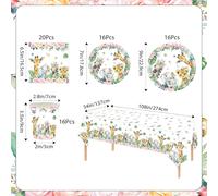 Ensemble De Vaisselle Anniversaire Animaux 69 Pièces, Animaux Jungle Assiettes En Papier, Tasses, Serviettes, Décorations Table Pour Fête D'anniversaire D'enfants Avec Des