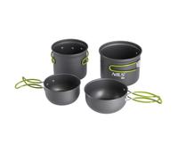 Ensemble de vaisselle de camping - NILS CAMP - NC1767 - 2 casseroles - 2 bols - Aluminium anodisé - Poignées pliables