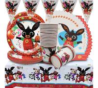Ensemble de vaisselle de fête en forme de lapin - Assiette, tasse, nappe, serviette, fête d'enfants, convient pour 20 personnes