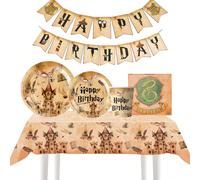 Ensemble de vaisselle de fête inspiré de Harry Potter, vaisselle jetable imprimée, assiettes, serviettes et nappe, convient pour les fêtes à thème, les anniversaires, Halloween, les événements pour le