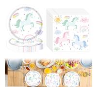 Ensemble de Vaisselle de Fête Licorne,avec Assiettes en Carton Licorne,Serviette Papier,Licorne Assiette,Decoration Anniversaire Fille-Anniversaire Dîner, Enfants Party, Fête, Mariages(20 Invités)