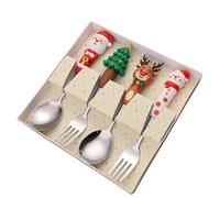 Ensemble de vaisselle de Noël | Fourchettes et cuillères Ensembles de couverts de Noël en acier inoxydable, ustensiles de Noël avec fourchette à dessert, ensembles de couverts occidentaux pour dîners
