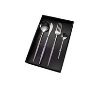 Ensemble de vaisselle en acier inoxydable 304, 4 pièces, cuillère portugaise de grande qualité, couteau à steak occidental, fourchette et cuillère, ensemble de vaisselle en gros(Purple silver,340)