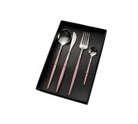 Ensemble de vaisselle en acier inoxydable 304, 4 pièces, cuillère portugaise de grande qualité, couteau à steak occidental, fourchette et cuillère, ensemble de vaisselle en gros(Pink silver,340)
