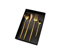 Ensemble de vaisselle en acier inoxydable 304, 4 pièces, cuillère portugaise de grande qualité, couteau à steak occidental, fourchette et cuillère, ensemble de vaisselle en gros(Golden,410)