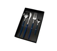 Ensemble de vaisselle en acier inoxydable 304, 4 pièces, cuillère portugaise de grande qualité, couteau à steak occidental, fourchette et cuillère, ensemble de vaisselle en gros(Blue silver,340)