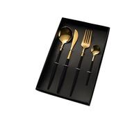 Ensemble de vaisselle en acier inoxydable 304, 4 pièces, cuillère portugaise de grande qualité, couteau à steak occidental, fourchette et cuillère, ensemble de vaisselle en gros(Black gold,340)