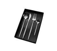 Ensemble de vaisselle en acier inoxydable 304, 4 pièces, cuillère portugaise de grande qualité, couteau à steak occidental, fourchette et cuillère, ensemble de vaisselle en gros(Black Sliver,410)