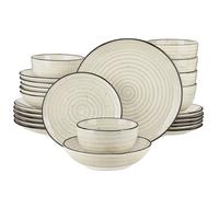 Ensemble de vaisselle en céramique beige options de 24 ou 48 pièces design en spirale élégant 24 Pièce