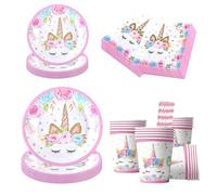 Ensemble de vaisselle jetable de 100 pièces pour 20 invités, assiettes en carton, tasses, serviettes et pailles