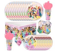 Ensemble de vaisselle jetable de fête princesse Disney, assiette, tasse, serviette, décorations de fête d'anniversaire princesse Disney, fournitures pour cadeaux pour filles 8pcs Paper Galsses