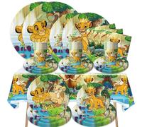 Ensemble de vaisselle jetable Lion King Simba, assiettes en papier, gobelets, serviettes, nappe en option, fournitures pour fête d'anniversaire d'enfants sur le thème de la jungle 50pcs-9