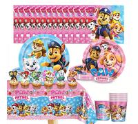 Ensemble de vaisselle jetable Paw Patrol, assiette, tasse, serviette, nappe, décoration de gâteau pour enfants, fournitures de décoration de fête d'anniversaire set B - 50pcs
