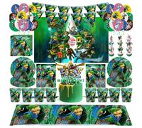Ensemble de vaisselle jetable pour fête d'anniversaire garçon, thème Aventure, comprenant nappe, gobelets, ballons, gâteau, pour baby shower, fournitures de fête garçon Zelda Balloons-15pcs