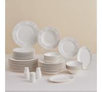 Ensemble de vaisselle Karaca Forever Bone China New Olio 53 pièces pour 12 personnes, Blanc