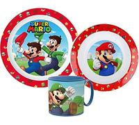 Ensemble de vaisselle pour enfant avec assiette, bol à céréales et tasse | Ensemble de vaisselle pour garçons et filles (Super Mario)