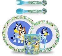 Ensemble De Vaisselle Pour Enfant, Vaisselle Pour Enfants, Services Pour Enfant Et Adapté Au Micro-Ondes, Set De Table Pour Enfant, Assiette Et Bol, Couverts, Tasse 350ml, Bluey