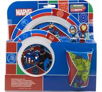 Ensemble de vaisselle pour enfants micro-ondes - Ensemble composé de 5 pièces: assiette, bol, verre et couverts - Ensemble de repas pour bébé - Sans BPA pour AVENGERS Hulk