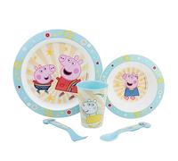 Ensemble de vaisselle réutilisable pour enfants et micro-ondes composé de gobelet, assiette, bol et couverts Peppa Pig