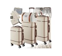 Ensemble de valises de voyage 13 pièces avec coques rigides en ABS robuste crème