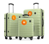 Ensemble de valises M, L & XL - Travely - Set de 3 bagages rigides, 77 cm, 67 cm et valise cabine, total de 158 cm - Vert