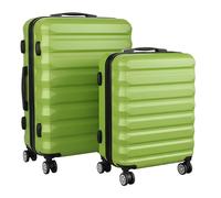 Ensemble de valises Relaxdays, 2 pcs, 2 Tailles, 4 roulettes, Coque Rigide, poignée télescopique, Serrure à Code, Vert