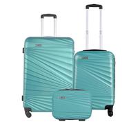 Ensemble de valises rigides 3 pièces Valise Cabine 56 cm, Valise Moyenne 66 cm et Trousse de Toilette 23 cm, Bleu Turquoise