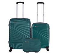 Ensemble de valises rigides 3 pièces Valise Cabine 56 cm, Valise Moyenne 66 cm et Trousse de Toilette 23 cm, Vert