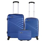 Ensemble de valises rigides 3 pièces Valise Cabine 56 cm, Valise Moyenne 66 cm et Trousse de Toilette 23 cm, Bleu électrique