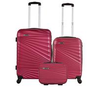 Ensemble de valises rigides 3 pièces Valise Cabine 56 cm Valise Moyenne 66 cm et Trousse de Toilette 23 cm, Burdeux