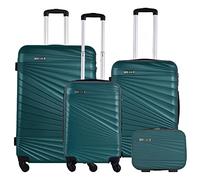 Ensemble de valises rigides 4 pièces valise cabine 56/moyenne 66/grande 76 cm et trousse 23 cm, vert