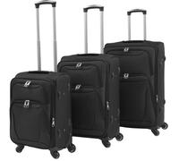 Ensemble de valises souples - vidaXL - 3 pcs - Noir - Tissu Oxford - Roulettes 360°