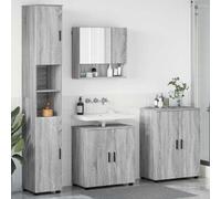 Ensemble de vanité moderne pour salle de bain, avec portes, en bois de sonoma gris, cabinet de rangement mural, 61 x 35 x 64 cm, pour petites salles de bains, facile à assembler