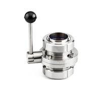 Ensemble de vanne papillon en acier inoxydable 304 1-1/4" avec joint en T, filetage mâle 47,5 mm
