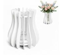 Ensemble de vases en bois - 11,9 x 11,9 cm - Pour bouquets LEGO et fleurs artificielles - Décoration de table - Décoration de maison pour femmes et adultes - Blanc