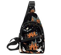 Ensemble de vecteurs mignons avec illustrations d'Halloween 2_157 Sac de poitrine Sac à dos à bandoulière pour voyage, sport, course à pied, randonnée, Multicolore 01., 11.8x7x1.5in/30x18x4cm